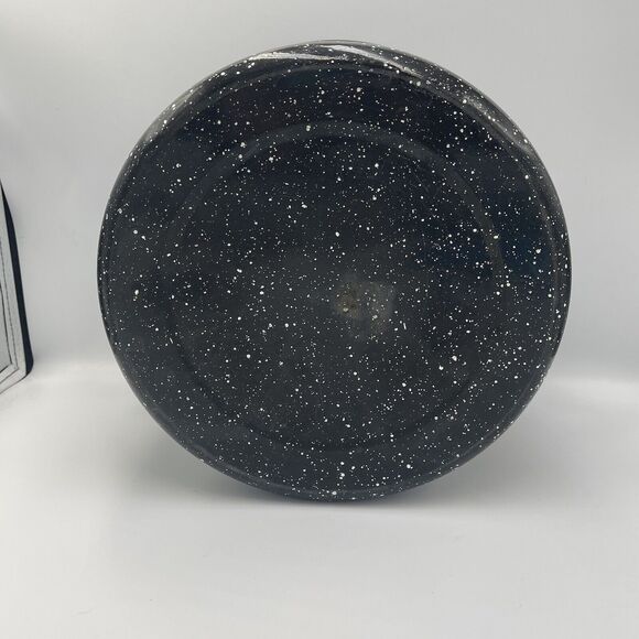 Vintage Hand Painted Black Speckled Enamelware Soup Pot Stock Pot Decor LID - Picture 9 of 13
